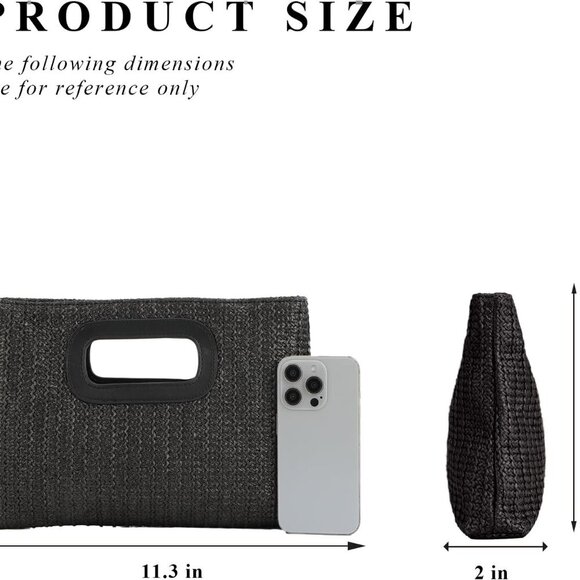 Woven Straw Clutch Handbag Top Handle Crossbody Beach Summer Bag for Women - Picture 2 of 7